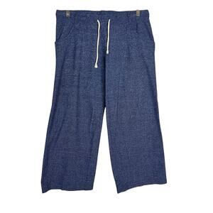 Lagaci Women’s Blue Wide Leg Lounge Pants Size Large L Cotton Blend Drawstring